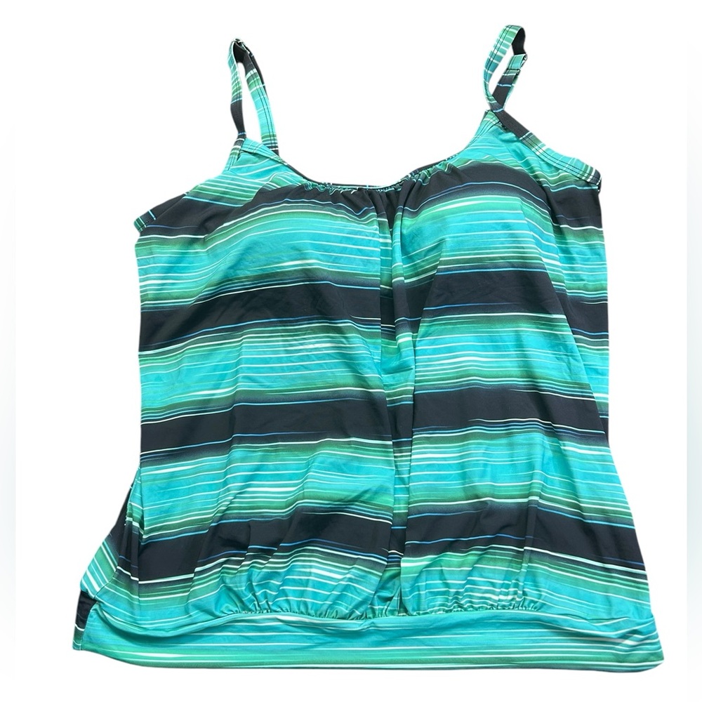 HOLIPICK womens modest plus size 20W banked scoop neck tankini swim top NWT